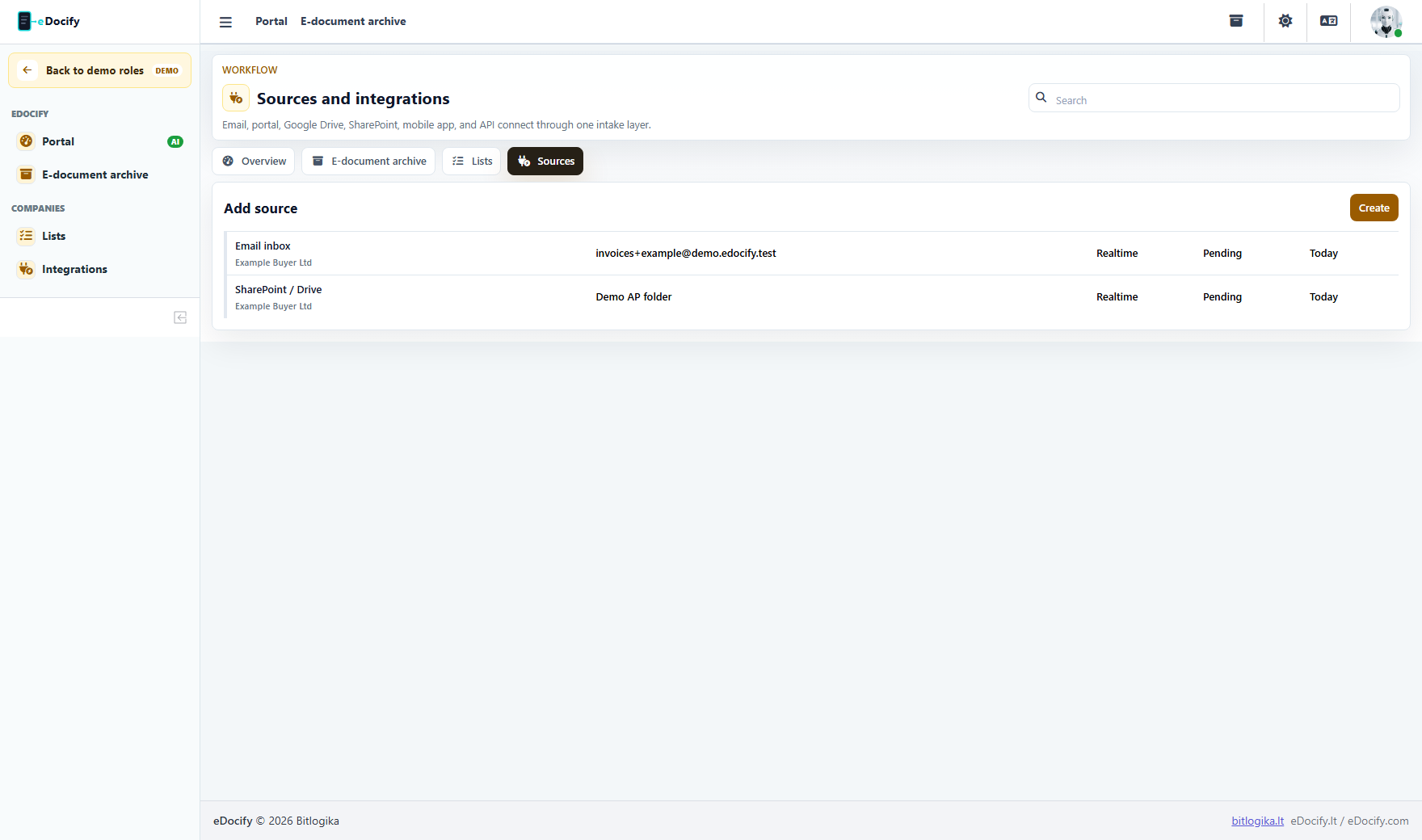 Archive integration sources