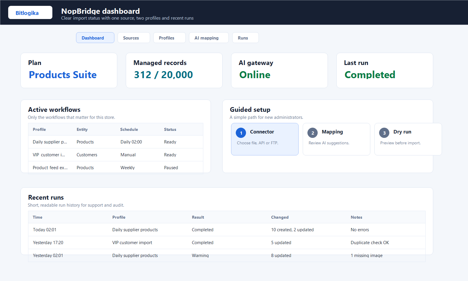 NopBridge dashboard