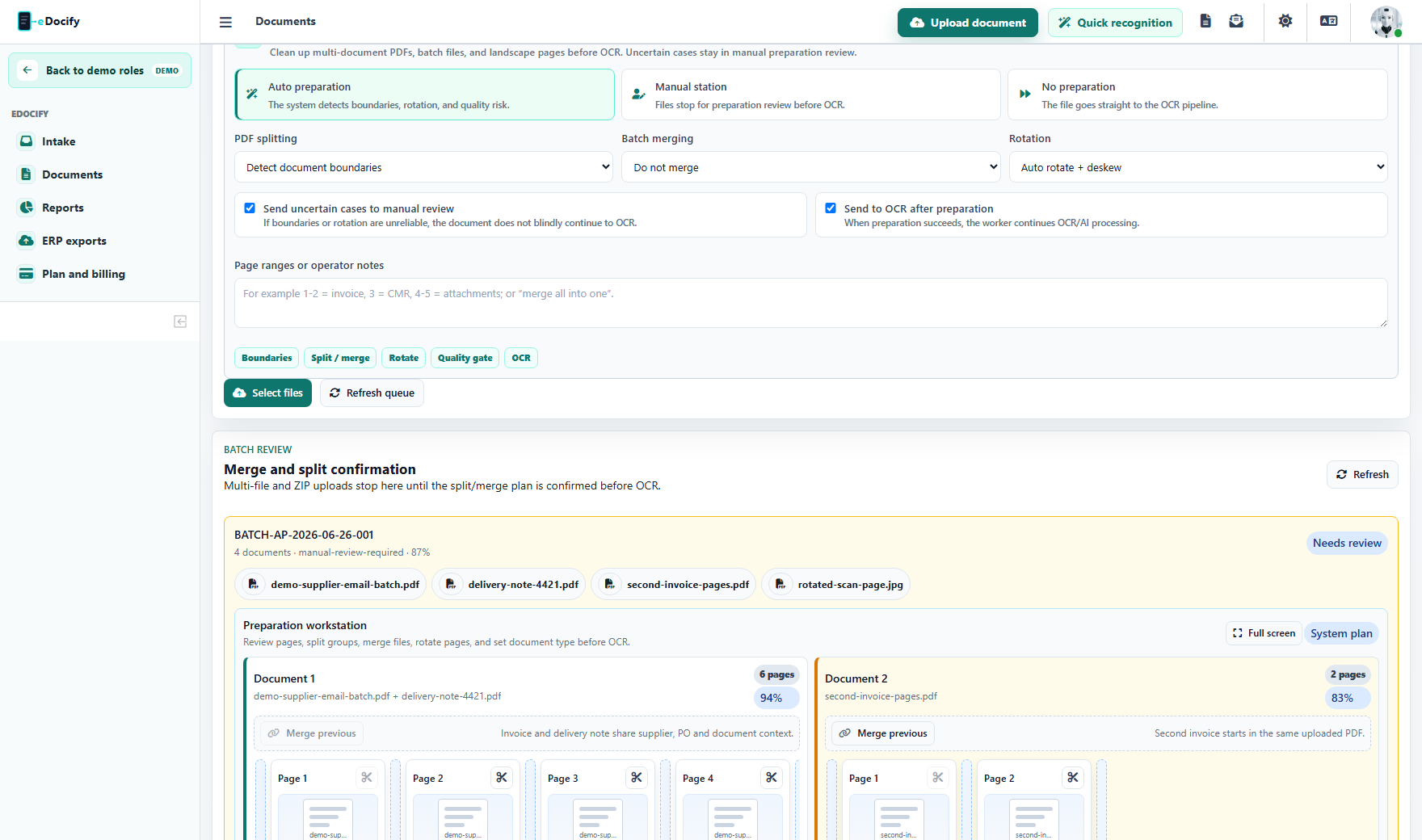 Batch upload and preparation policy
