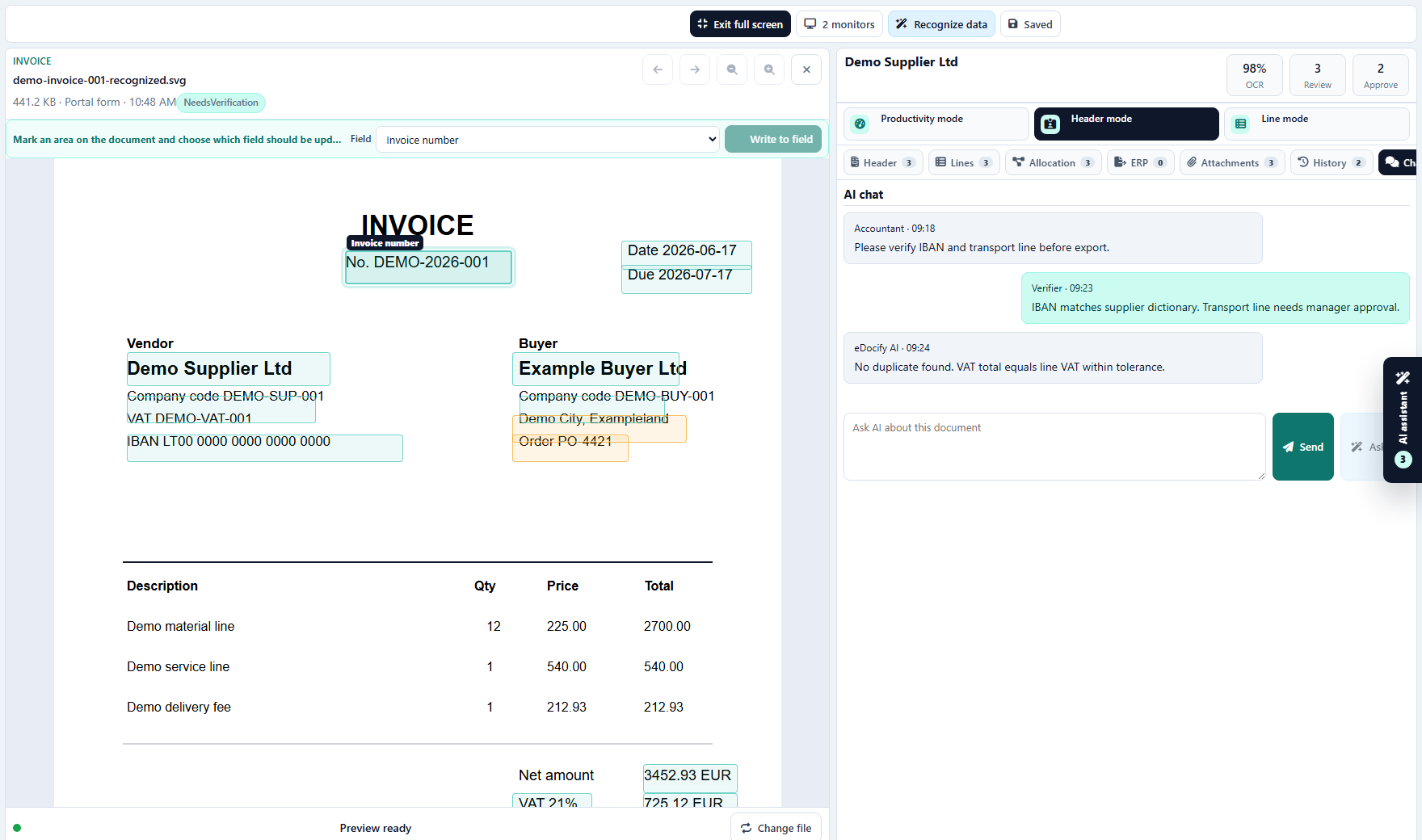 Document chat and AI assistant