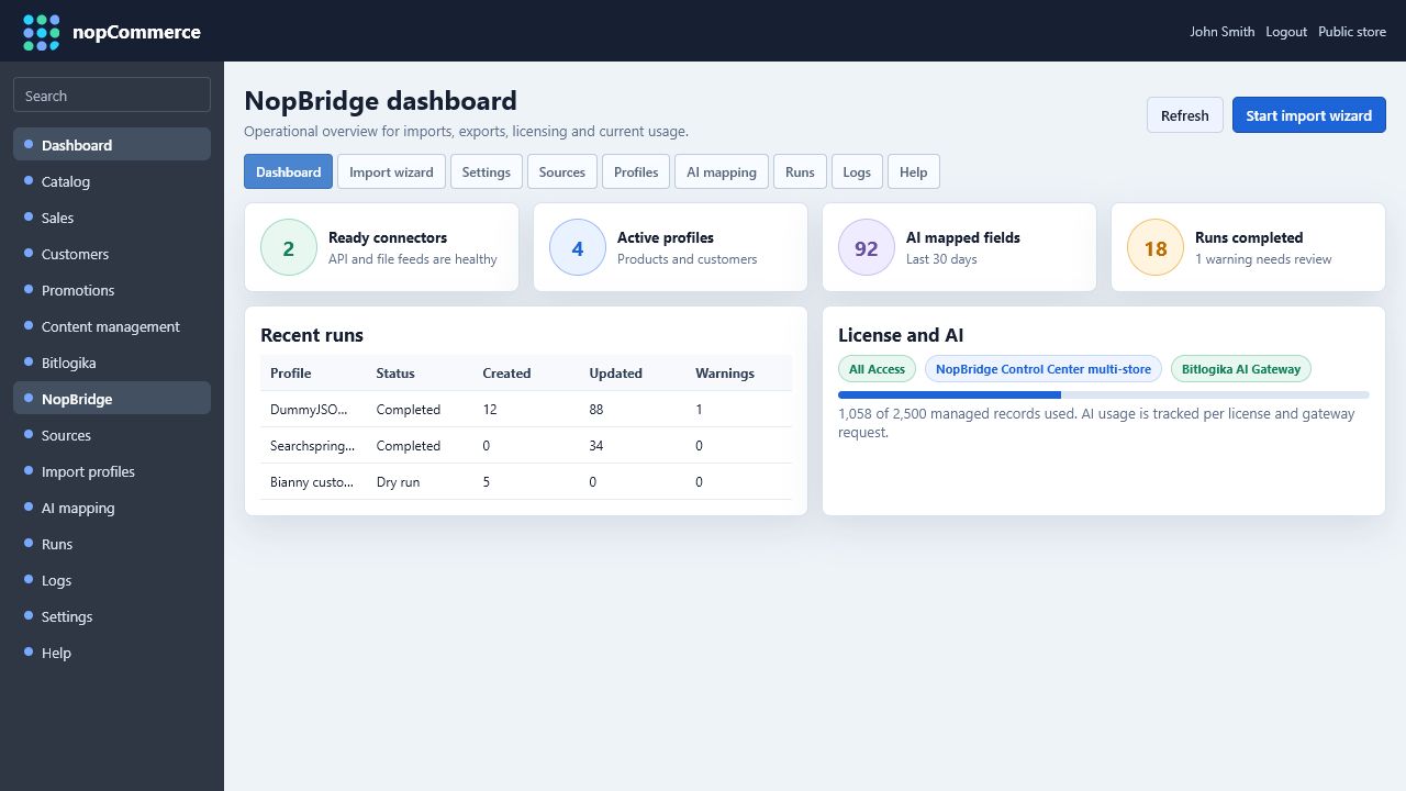 NopBridge dashboard